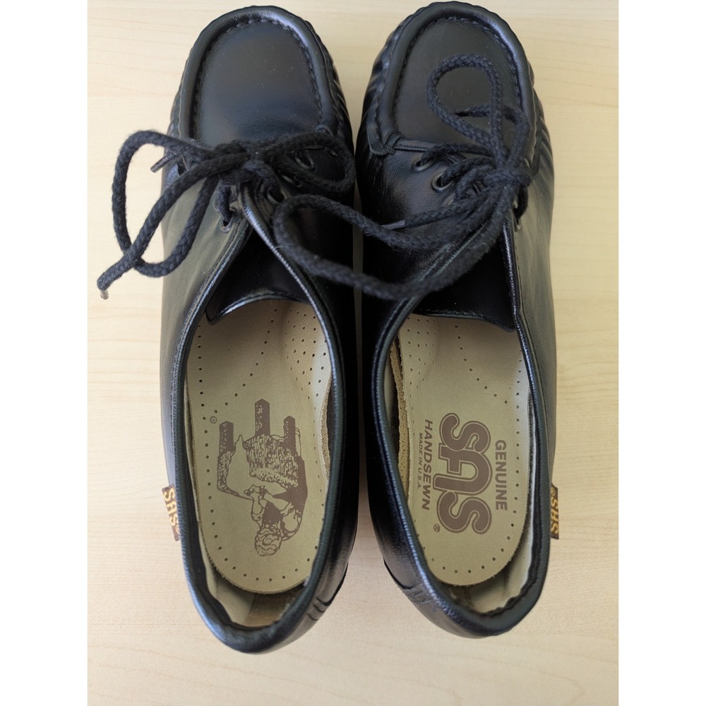 SAS Siesta Lace Up Tripad Comfort Black Bounce Moccasin Lace Wedge Oxfords w/box - Picture 7 of 12